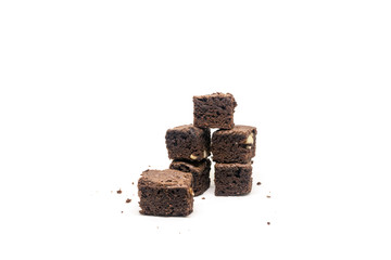 chocolate brownie isolated on white background