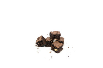chocolate brownie isolated on white background