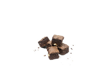 chocolate brownie isolated on white background