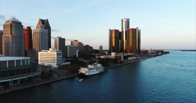 Detroit cityscape aerial 