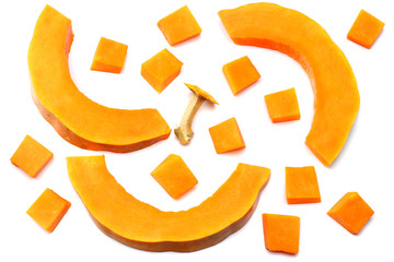 piece of pumpkin isolated on white background top view