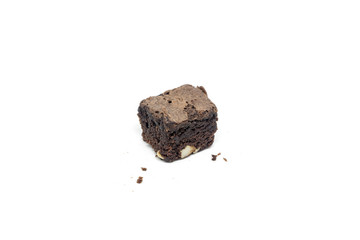 chocolate brownie isolated on white background