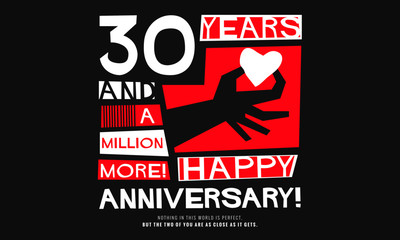30 Years and a Million More Happy Anniversary (Vector Illustration Concept Design)