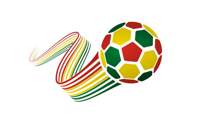 Bolivia soccer ball isolated on white background with winding ribbons on red, yellow and green colors