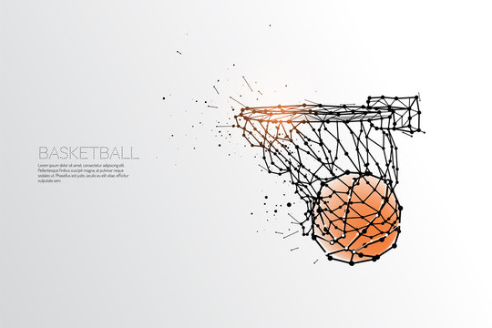 line and dot of basketball shooting.