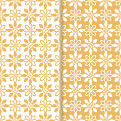 Floral seamless patterns. Set of orange vertical wallpaper backgrounds