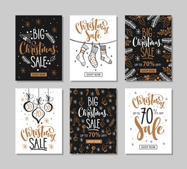 Set of Christmas sale banners.