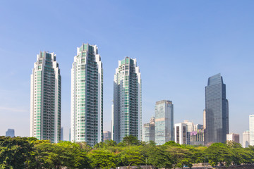 Fototapeta na wymiar Jakarta skyline, Indonesia capital city.