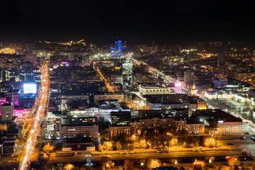 Fototapeta na wymiar Panorama of the night Ekaterinburg. Russia