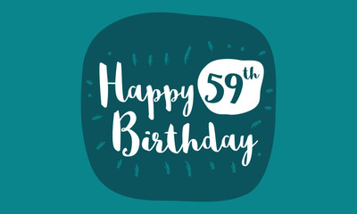 Happy 59th Birthday Card (Brush Lettering Vector Design)