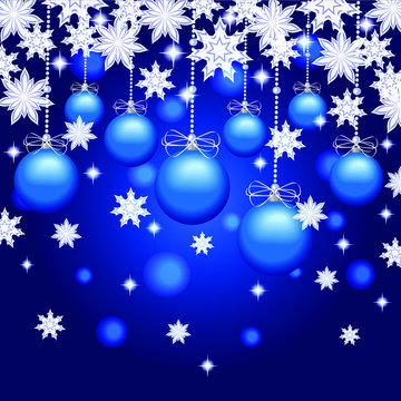 Christmas picture snowflakes with blue ball