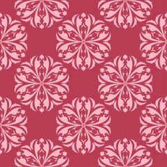Floral seamless design on red background