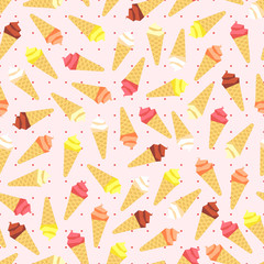 Colors flat ice cream seamless pattern