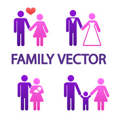 Colorful happy family icons