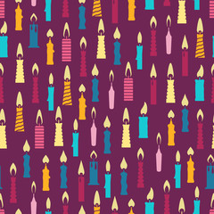 Colorful birthday candles seamless pattern