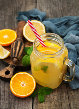 Jar with lemonade