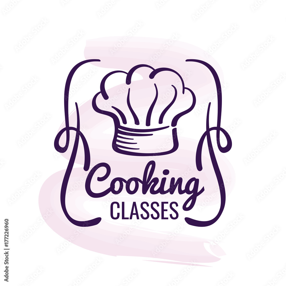 Sticker Cooking logo design with watercolor decor - restaurant emblem