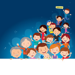 Happy people with banner