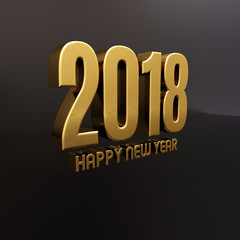 Happy New Year 2018 Text Design 3D Illustration