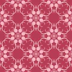 Floral seamless pattern on red background