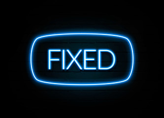 Fixed  - colorful Neon Sign on brickwall