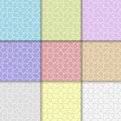 Geometric background. Abstract seamless wallpaper. Multi colored set