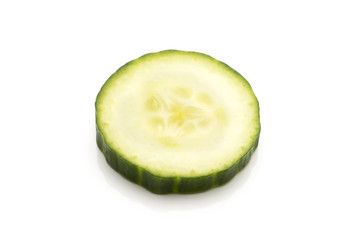 Slice of Cucumber Isolated on White Background