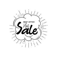 Sale web banner. Pop art comic sale discount promotion label.