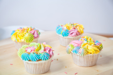 Homemade cupcake with cream