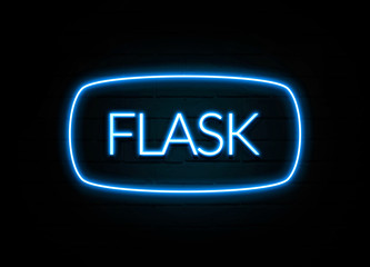 Flask  - colorful Neon Sign on brickwall