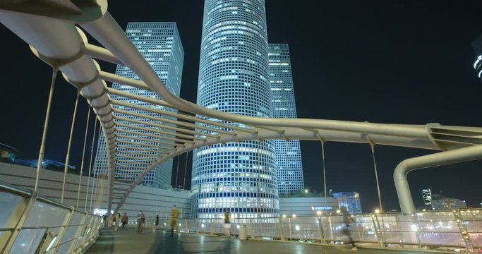 people on a bridge in Tel Aviv, Israel