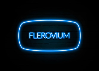 Flerovium  - colorful Neon Sign on brickwall