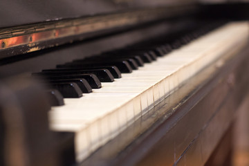 close-up of piano keys. close frontal view. .