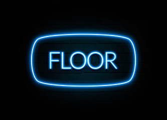 Floor  - colorful Neon Sign on brickwall