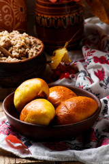 Homemade pirogi .traditional Russian pastries