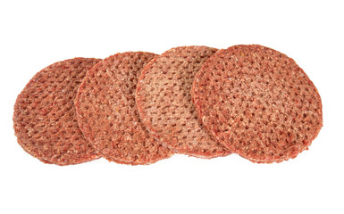 fresh raw burger patty isolated on white