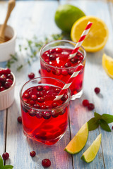 cranberry drink on wooden surface