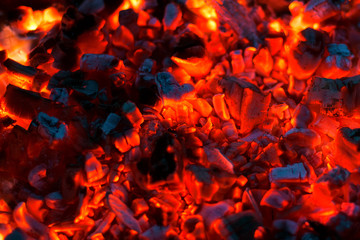 Fototapeta na wymiar Red burning coals