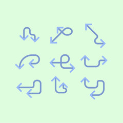 arrow blue set Icon on blue background. vector illustration. web. symbol