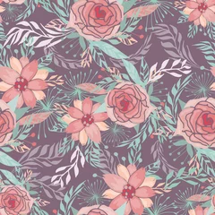 Badezimmer Foto Rückwand seamless floral pattern with roses © Maria Cherevan