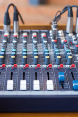 Audio mixer in a sound studio