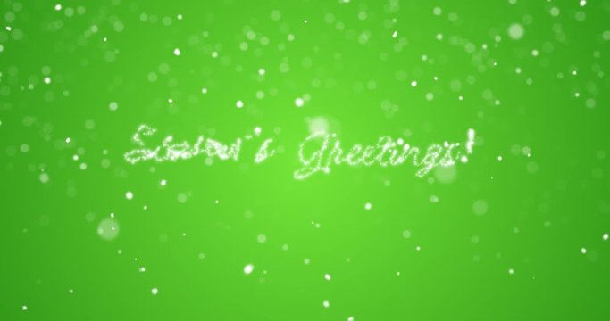 Looping Season's greetings message in english,german,french,spanish,italian,portuguese multi language with copy logo space on green background.Animated holiday card background seamless loop 4k video