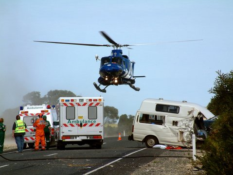 Emergency Helicopter Response Car Crash