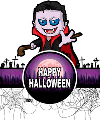 Happy Halloween Design template with Dracula