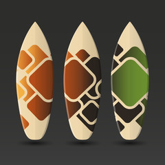 Vector Surfboards Design With Abstract Colorful Pattern