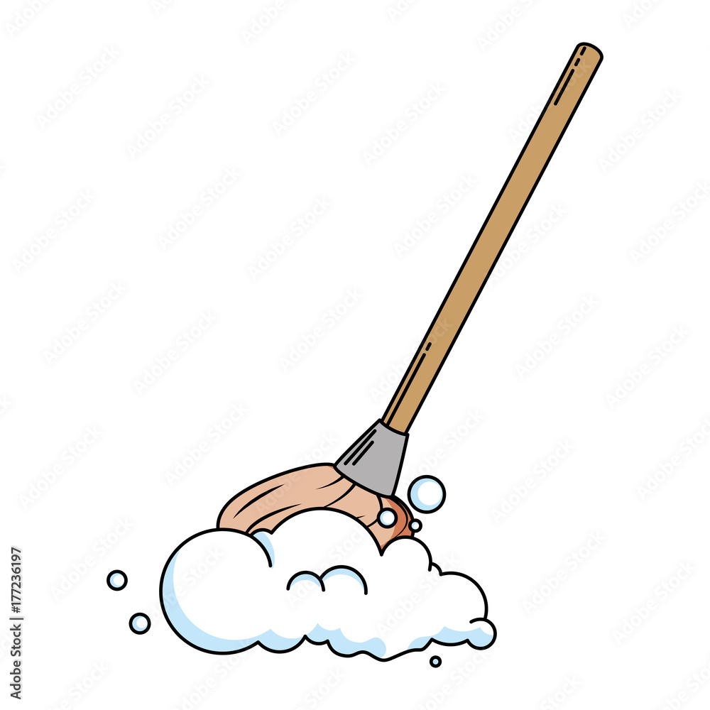 Wall mural mop clean isolated icon