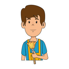 man with powder brush