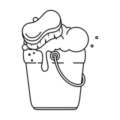 bucket with foam and brush