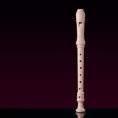 classical musical instrument is the block flute on black background