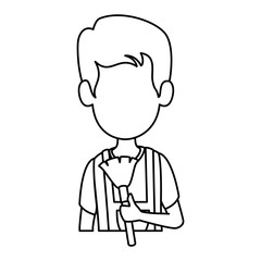 man with powder brush